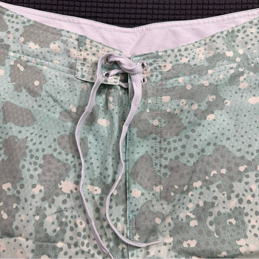 AFTCO Fishing Board Shorts Men's 38 Seafoam Camo Stretch Performance Swim Trunks - Picture 2 of 6